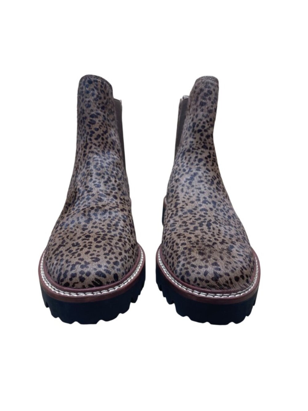 Madewell Women's Brown Calf Hair Chelsea Boots Animal Print Leather Size 8.5 - Picture 2 of 9